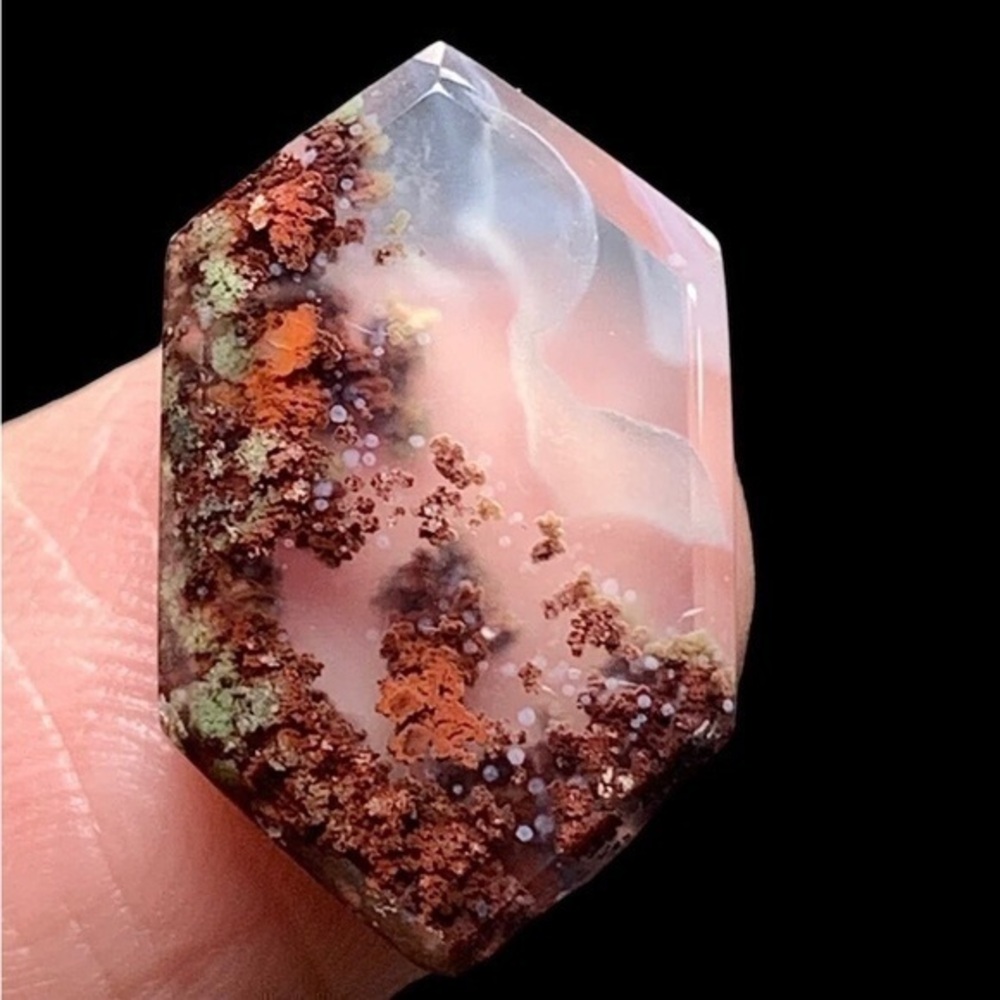 Scenic Moss Agate Hexagon Cabochon Jewelry Stone